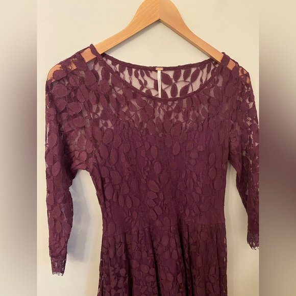 Free People Queens Love Lace Dress Plum Burgundy Medium - Picture 8 of 15